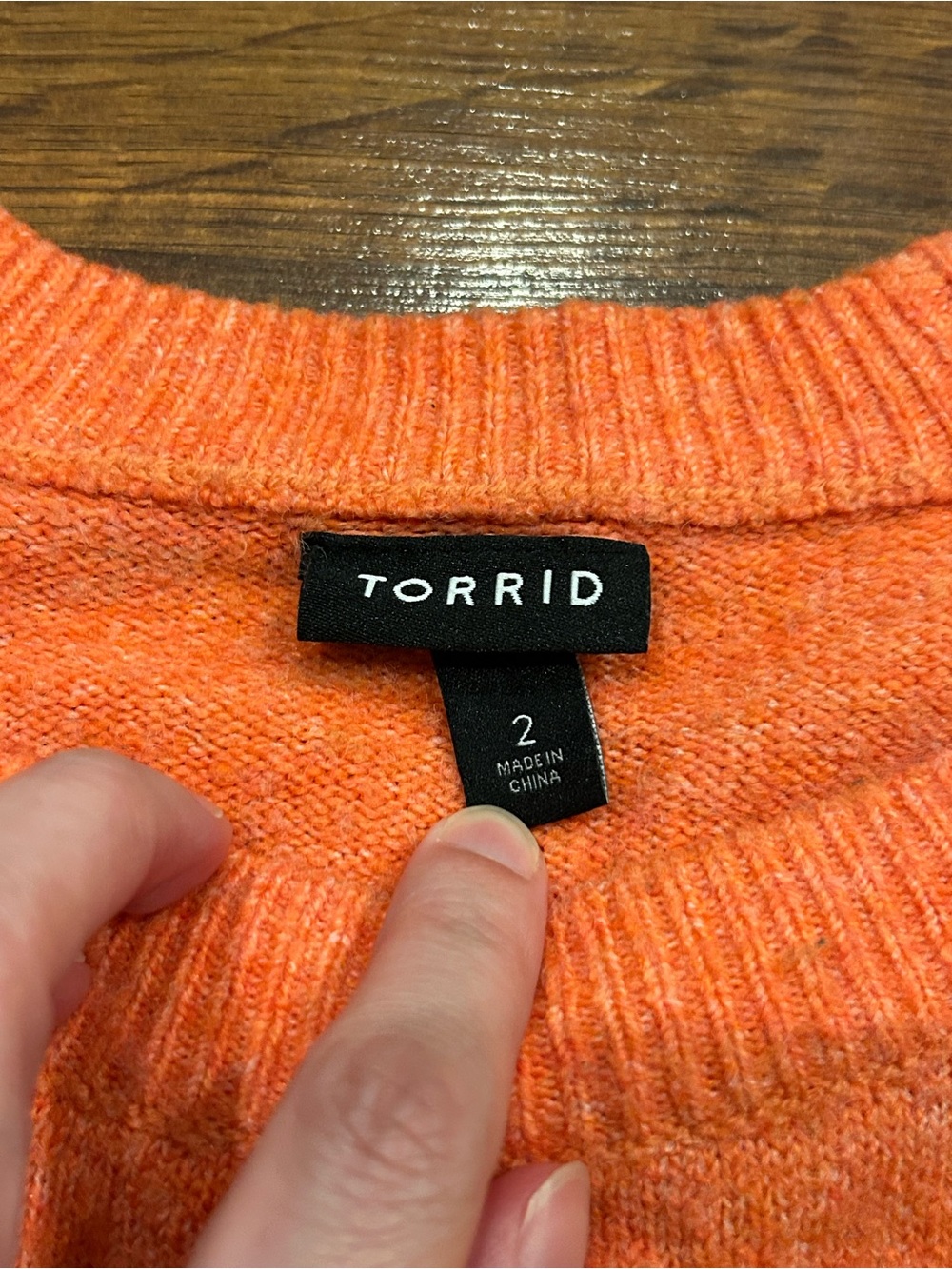 Torrid Orange Tiger Sweater 2X Crew Neck Raglan Pullover Size 2 Coral 18 20 - Picture 4 of 6